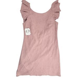 NWT Faux Suede Low-Back Ruffle Shift Dress Blush Pink Sexy Coquette Y2K Sawyer L